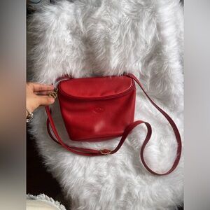 Longchamp Red Leather Crossbody Bag